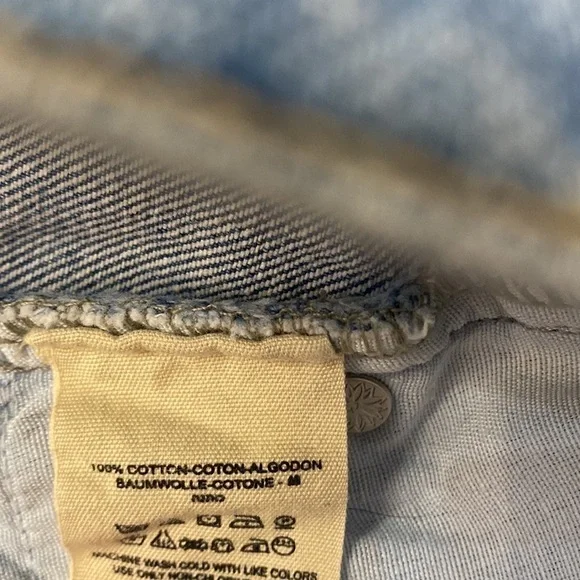 We The Free-Free People Distressed Denim Jean Skirt-Raw Edge-Light Wash-Size 28 - Picture 5 of 5